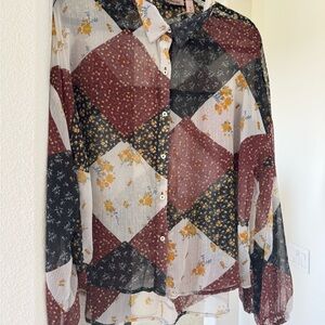 Willow + Root Floral Patchwork Sheer Blouse (Small)